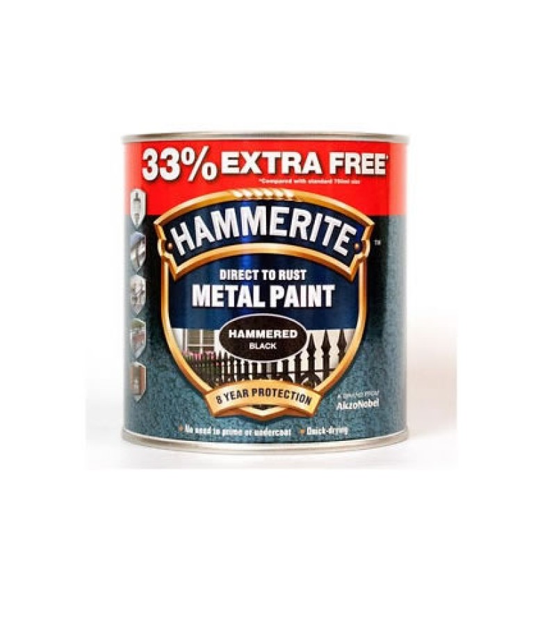 Hammerite Metal Paint 750ml Hammered Black ( +33% Extra) - Tony Almond